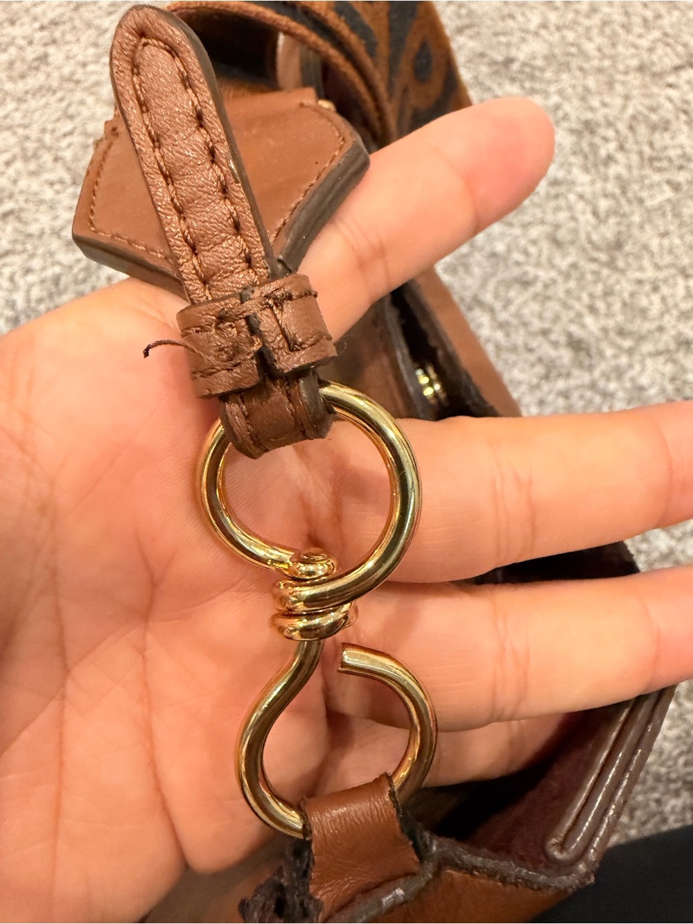 Stella McCartney Brown Faux-Leather Crossbody with Branded Jacquard Strap - Picture 9 of 14